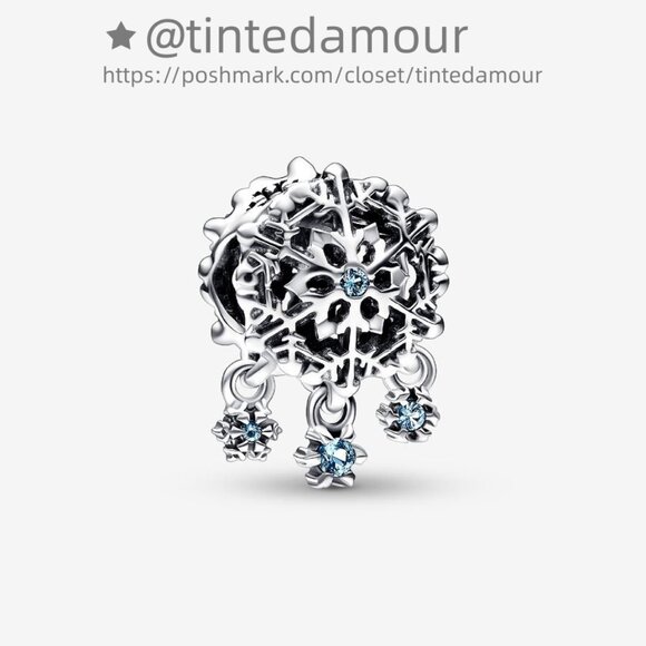 Pandora Icy Snowflake Drop Charm|Pendant - Picture 1 of 2